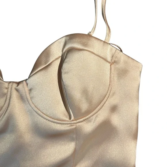 Zara Cream Satin Bodysuit NWOT - Picture 6 of 14